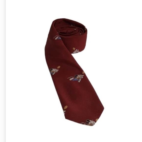Mickey Mouse Tie Burgundy with Footballs 56 x 3 - Picture 2 of 5